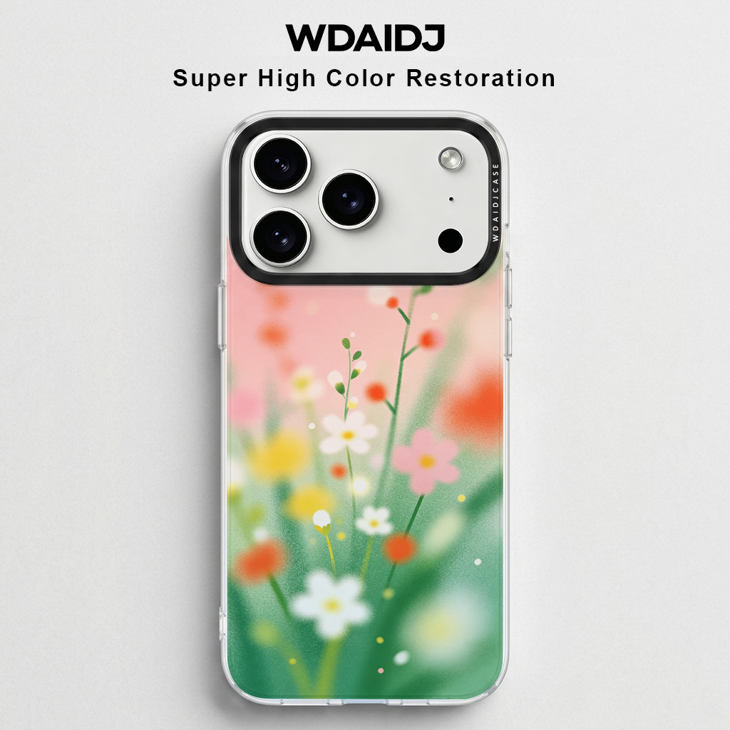 Phone Cases Yellow - Dreamy Blurry Flower Print Clear Phone