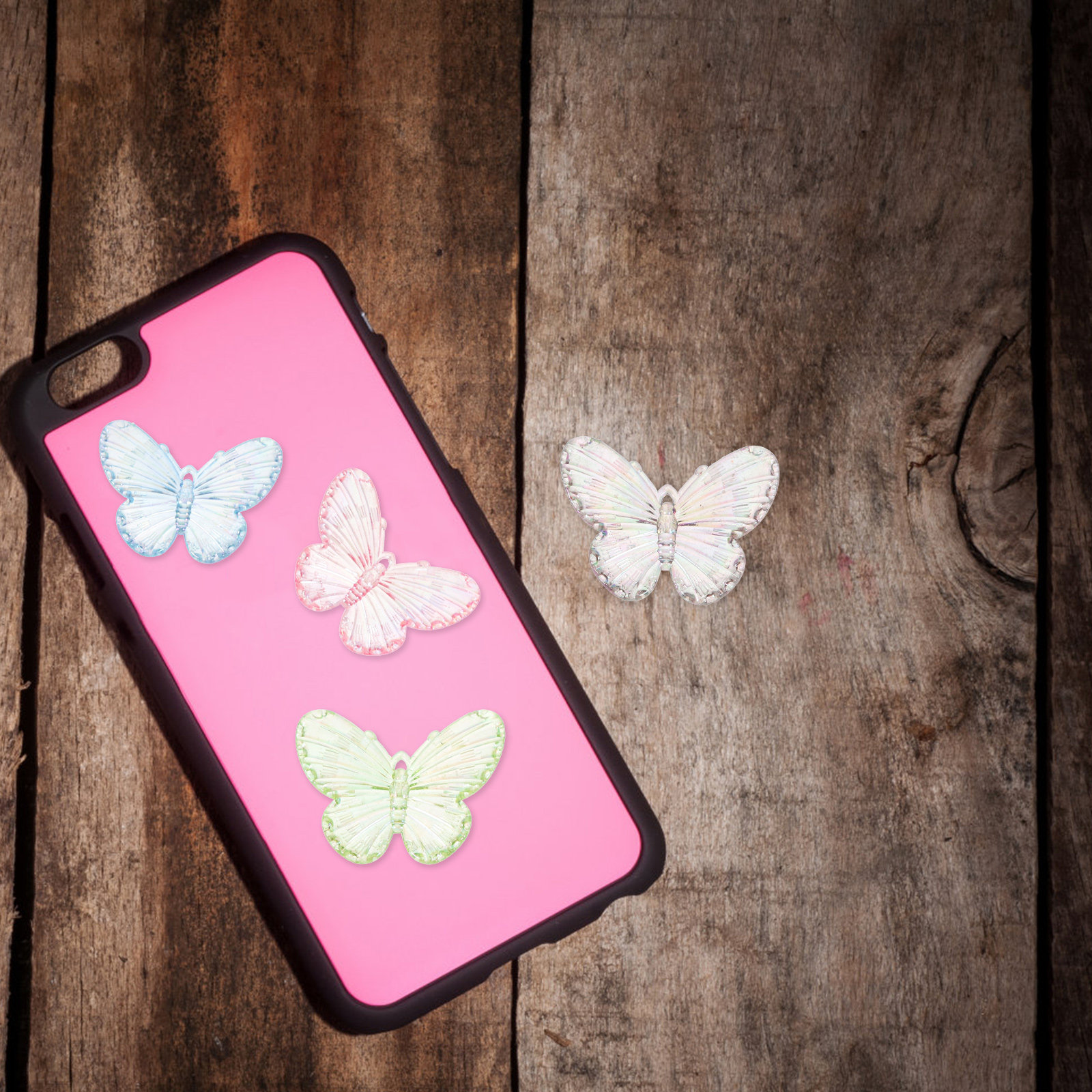 Phone Cases With Charms - 40Pcs Electroplated Butterfly Accessories Resin Charms