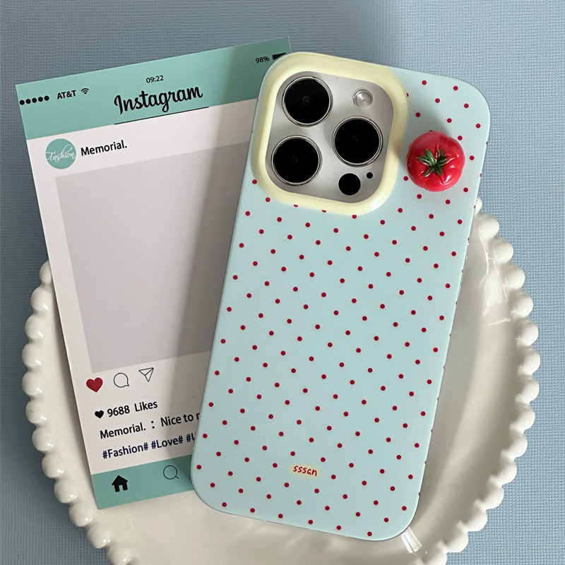 Phone Cases Black - Minimalist Black Polka Dot 3D Cherry