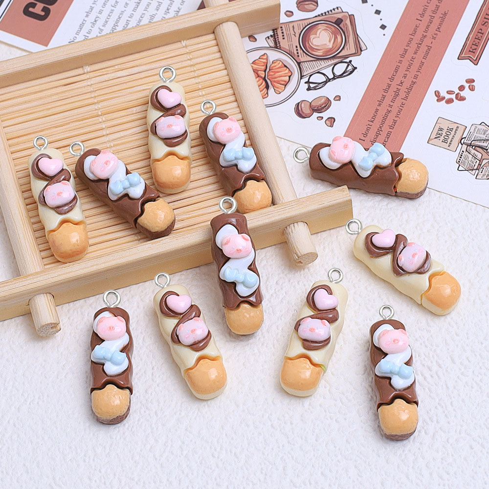 Phone Cases With Charms - 10pcs Cartoon cute imitation piglet cookie