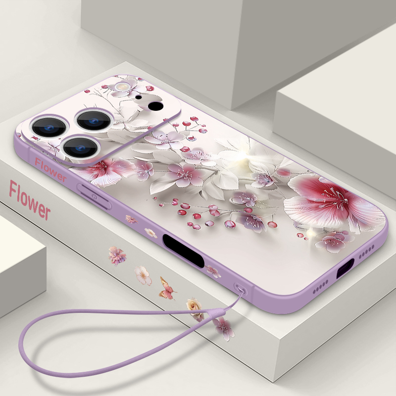 Phone Cases With Magsafe - Pink White Flower Case For iPhone