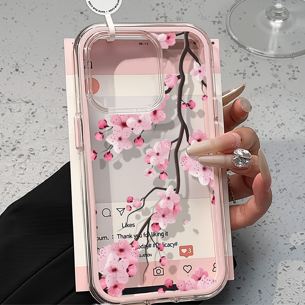 Phone Cases For Iphone 12 Pro Max - 2in1 Pink Flower Case For iPhone