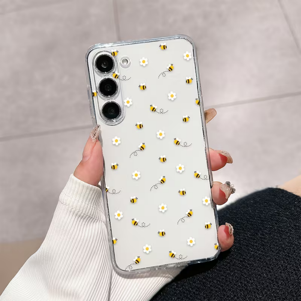 Phone Cases For Samsung S21 5G - Bee White Flower Phone Case For