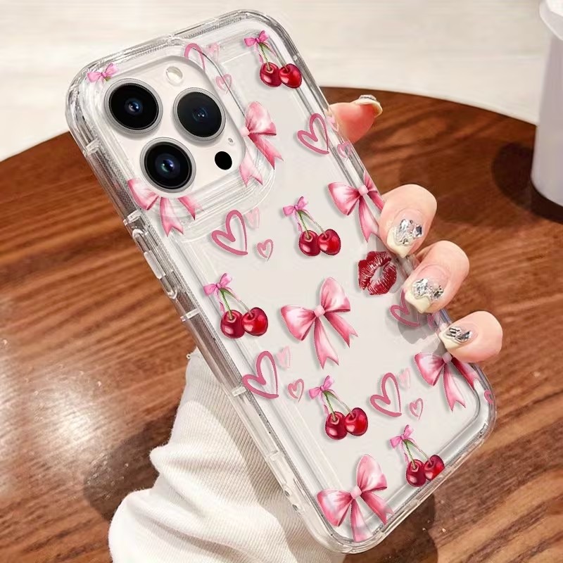 Red Bow Cherry Silicone Clear  – Phone Cases For Samsung S21 5G recenzja i cena