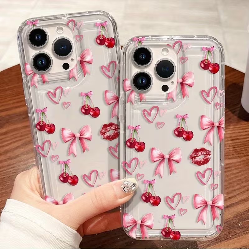 Red Bow Cherry Silicone Clear  – Phone Cases For Samsung S21 5G recenzja i cena