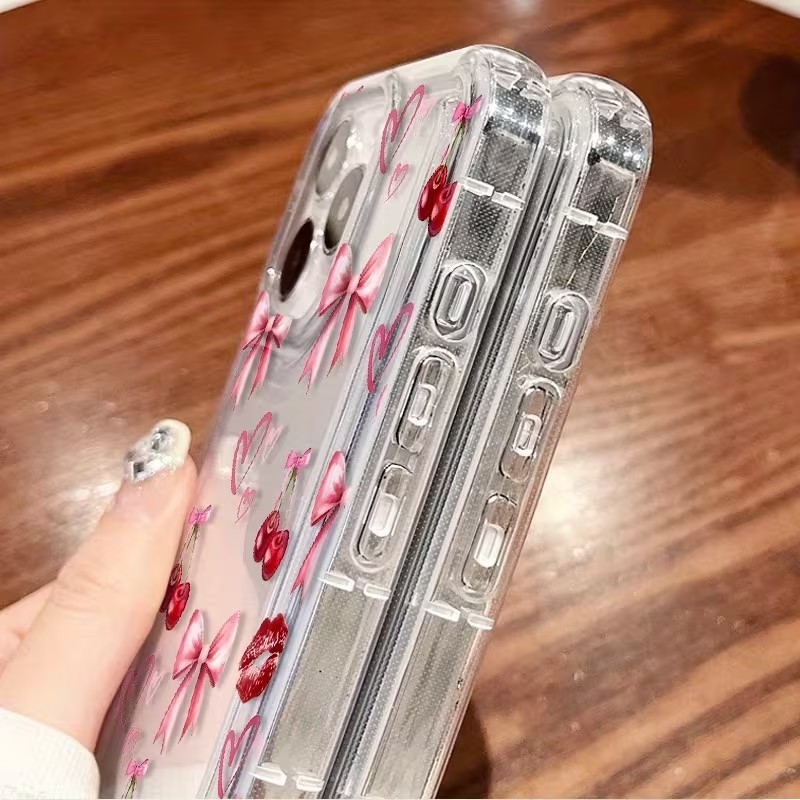 Red Bow Cherry Silicone Clear  – Phone Cases For Samsung S21 5G recenzja i cena