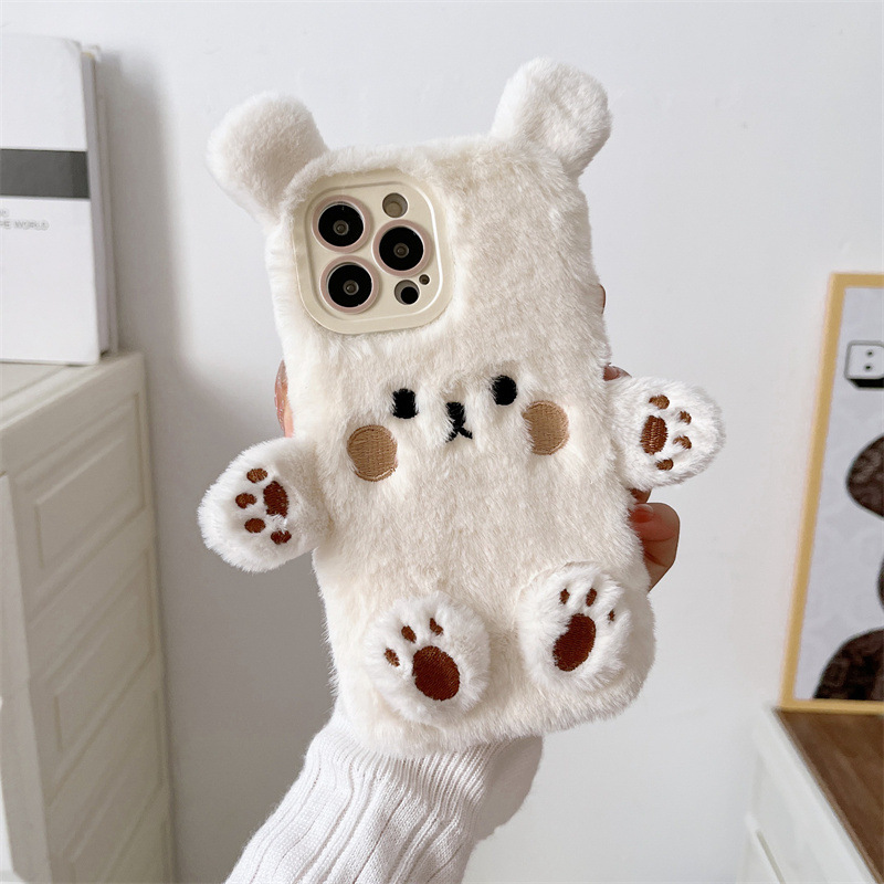 Korean 3D Cartoon Bear Fluffy  – Phone Cases For Iphone 13 recenzja i cena