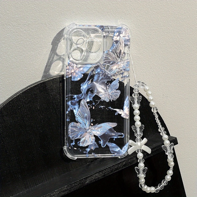 Blue Butterfly Transparent Pho – Phone Cases With Charms recenzja i cena