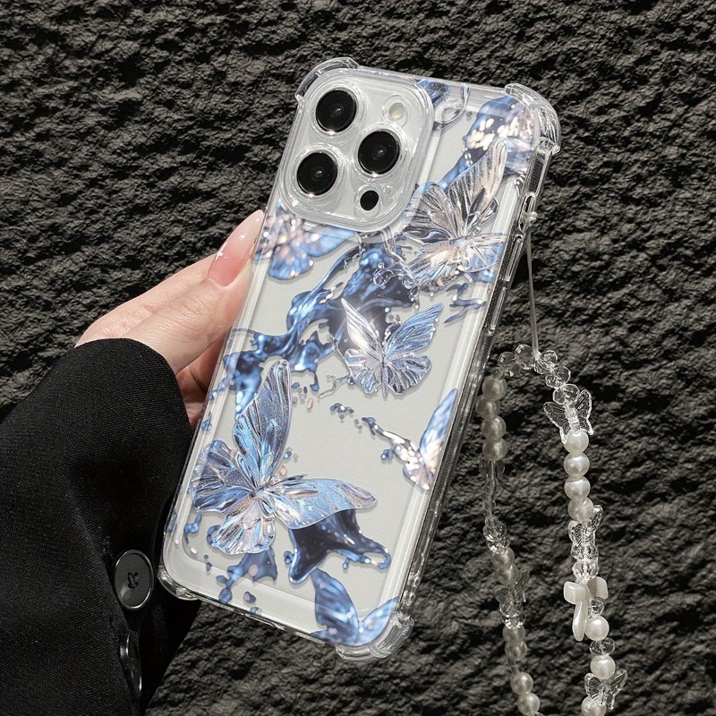 Blue Butterfly Transparent Pho – Phone Cases With Charms recenzja i cena