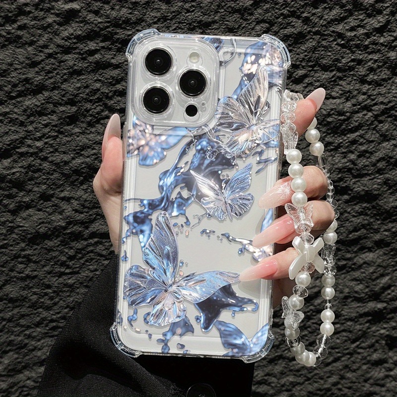 Blue Butterfly Transparent Pho – Phone Cases With Charms recenzja i cena