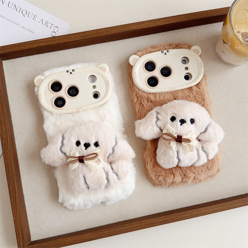 3D Cartoon Bowknot Puppy Warm  – Phone Cases For Iphone 12 Pro Max recenzja i cena