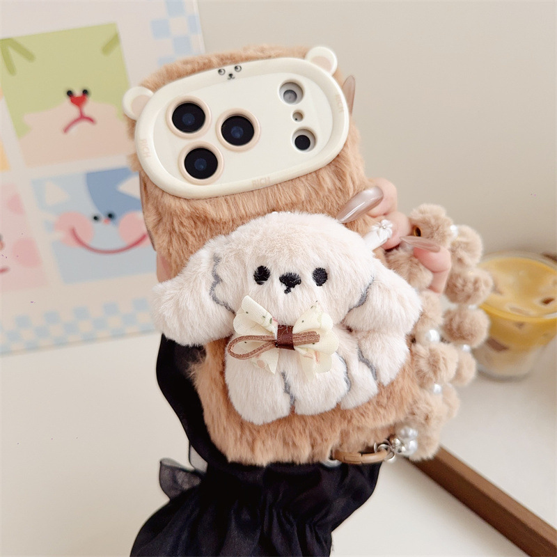 3D Cartoon Bowknot Puppy Warm  – Phone Cases For Iphone 12 Pro Max recenzja i cena