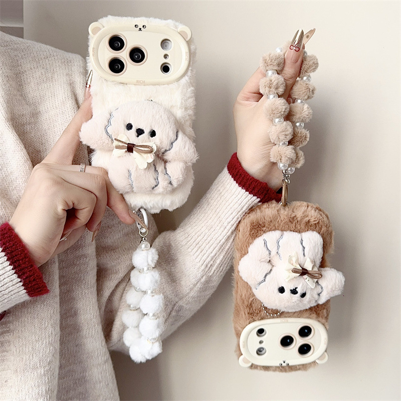 3D Cartoon Bowknot Puppy Warm  – Phone Cases For Iphone 12 Pro Max recenzja i cena