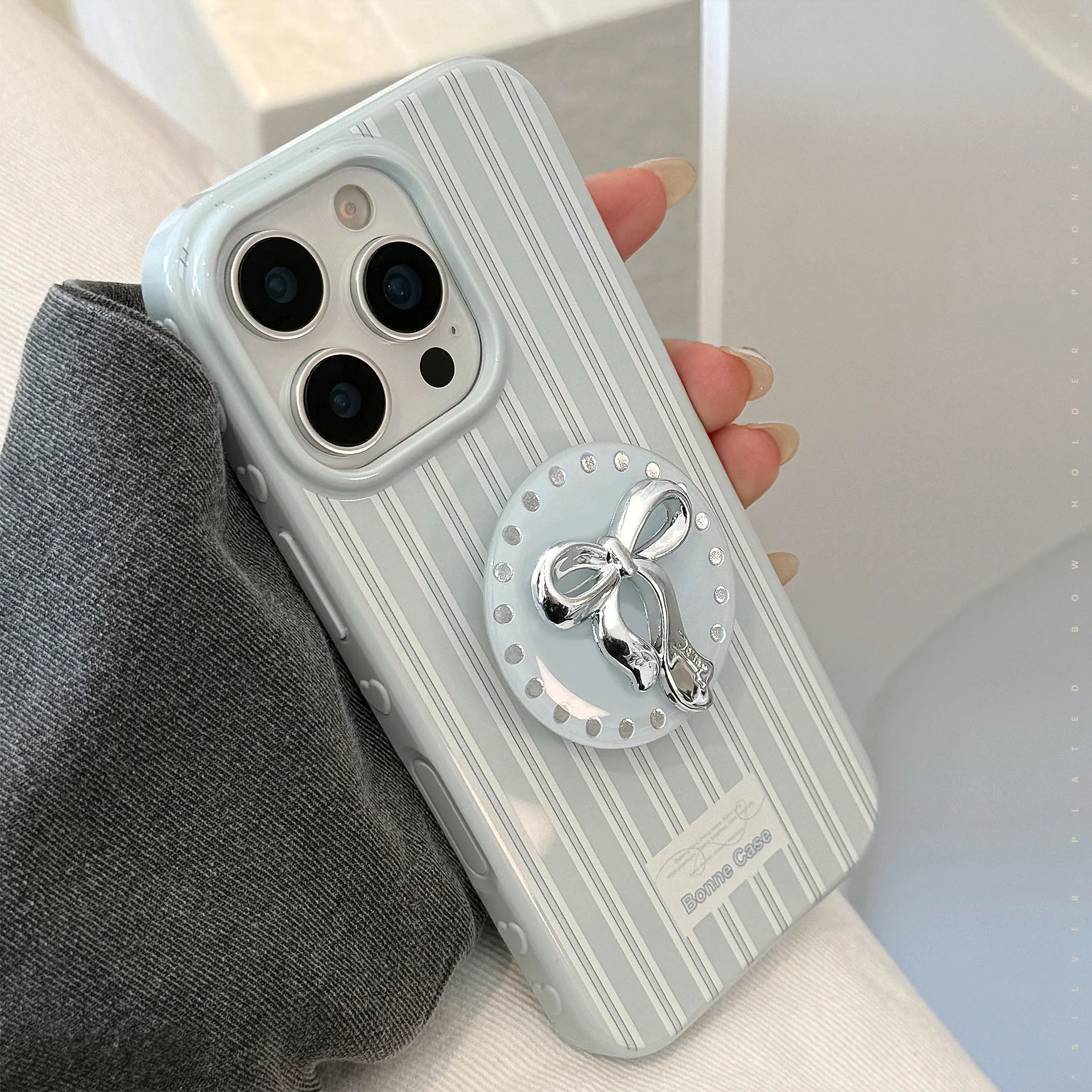 Korean Cute Blue Striped 3D Sl – Phone Cases Girly recenzja i cena