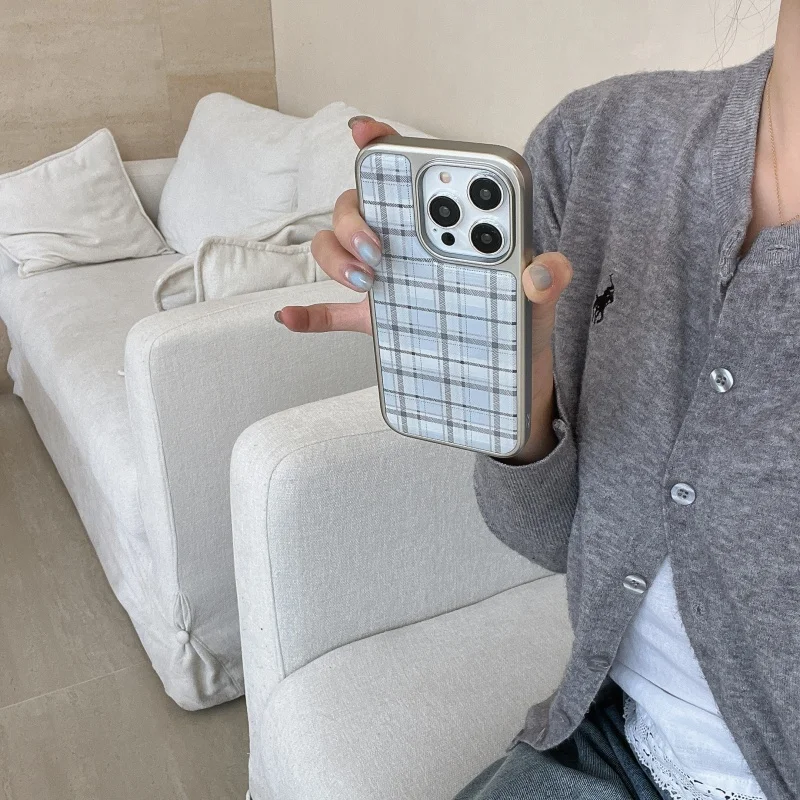 Korean Ins Epoxy Blue Plaid Pa – Phone Cases Cute recenzja i cena
