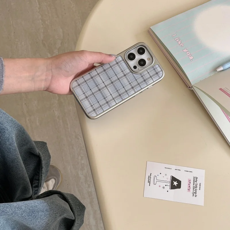 Korean Ins Epoxy Blue Plaid Pa – Phone Cases Cute recenzja i cena