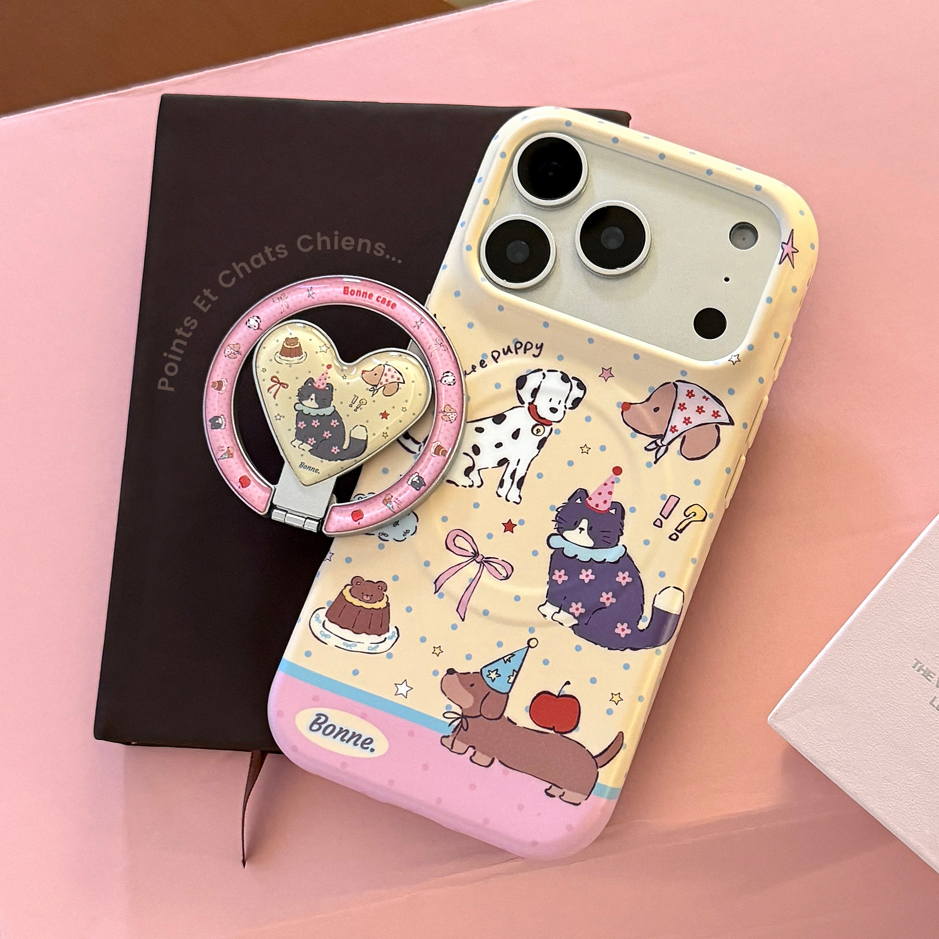 Korean Cartoon Puppy Cat Party – Phone Cases Girly recenzja i cena