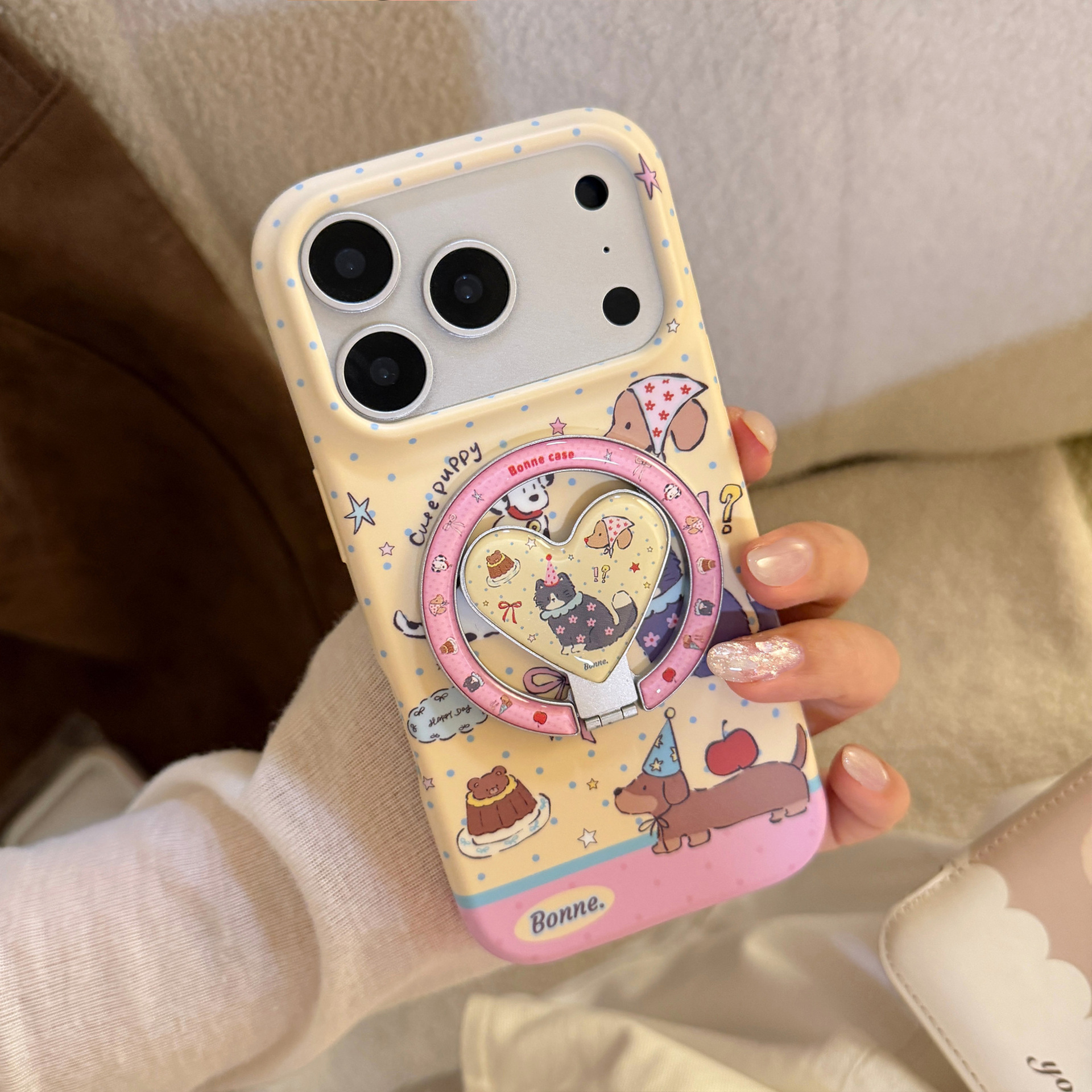 Korean Cartoon Puppy Cat Party – Phone Cases Girly recenzja i cena