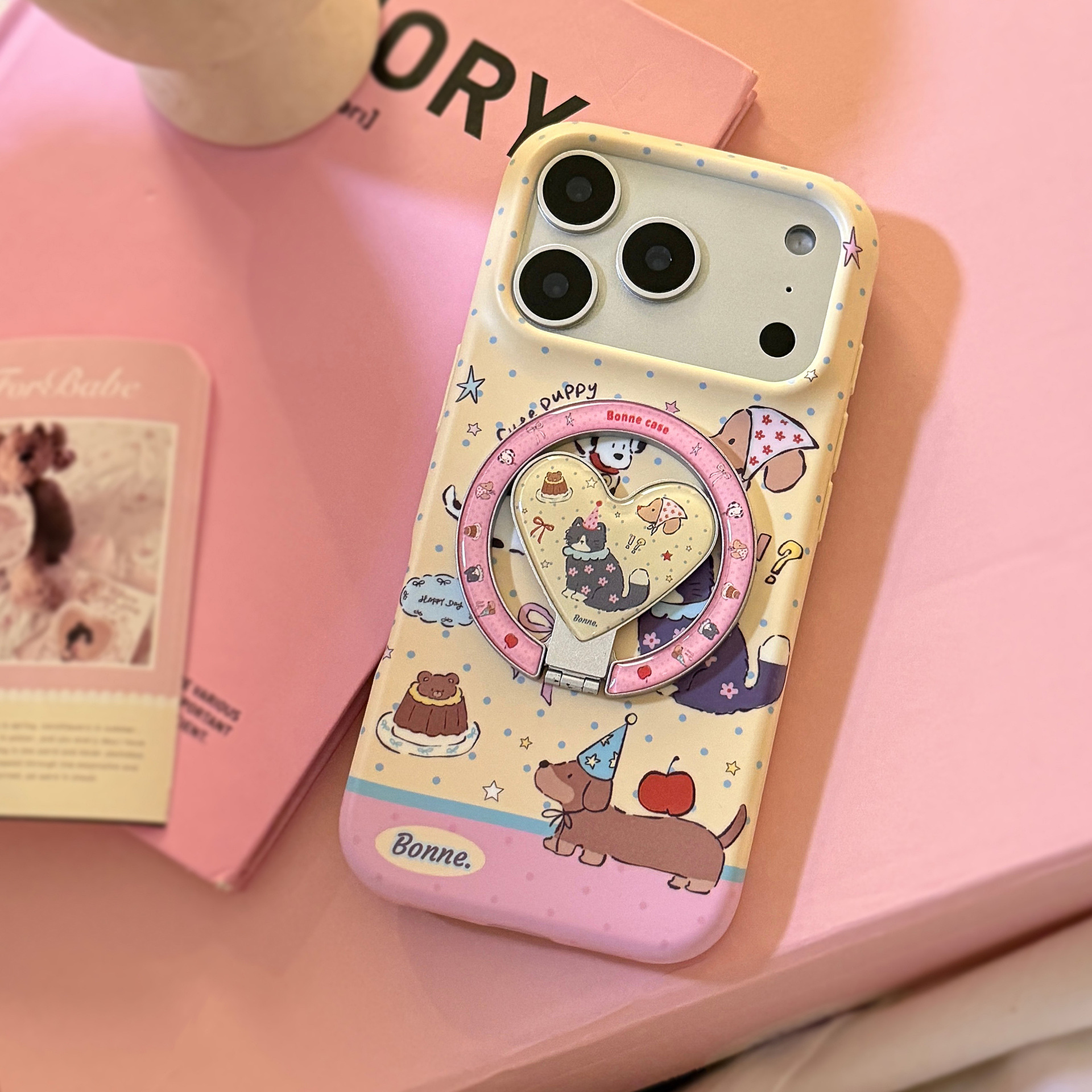 Korean Cartoon Puppy Cat Party – Phone Cases Girly recenzja i cena