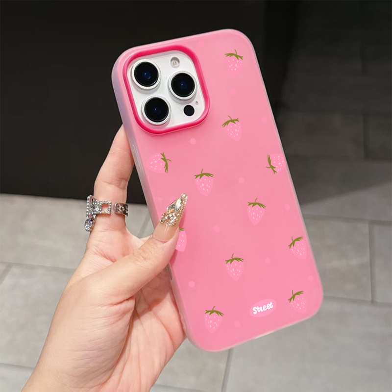 Sweet Pink Strawberry Pattern  – Phone Cases For Iphone 12 Pro Max recenzja i cena
