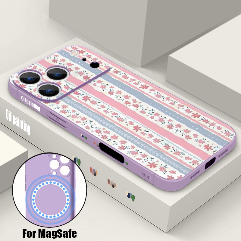 Floral Stripes Print Case For  – Phone Cases With Magsafe recenzja i cena