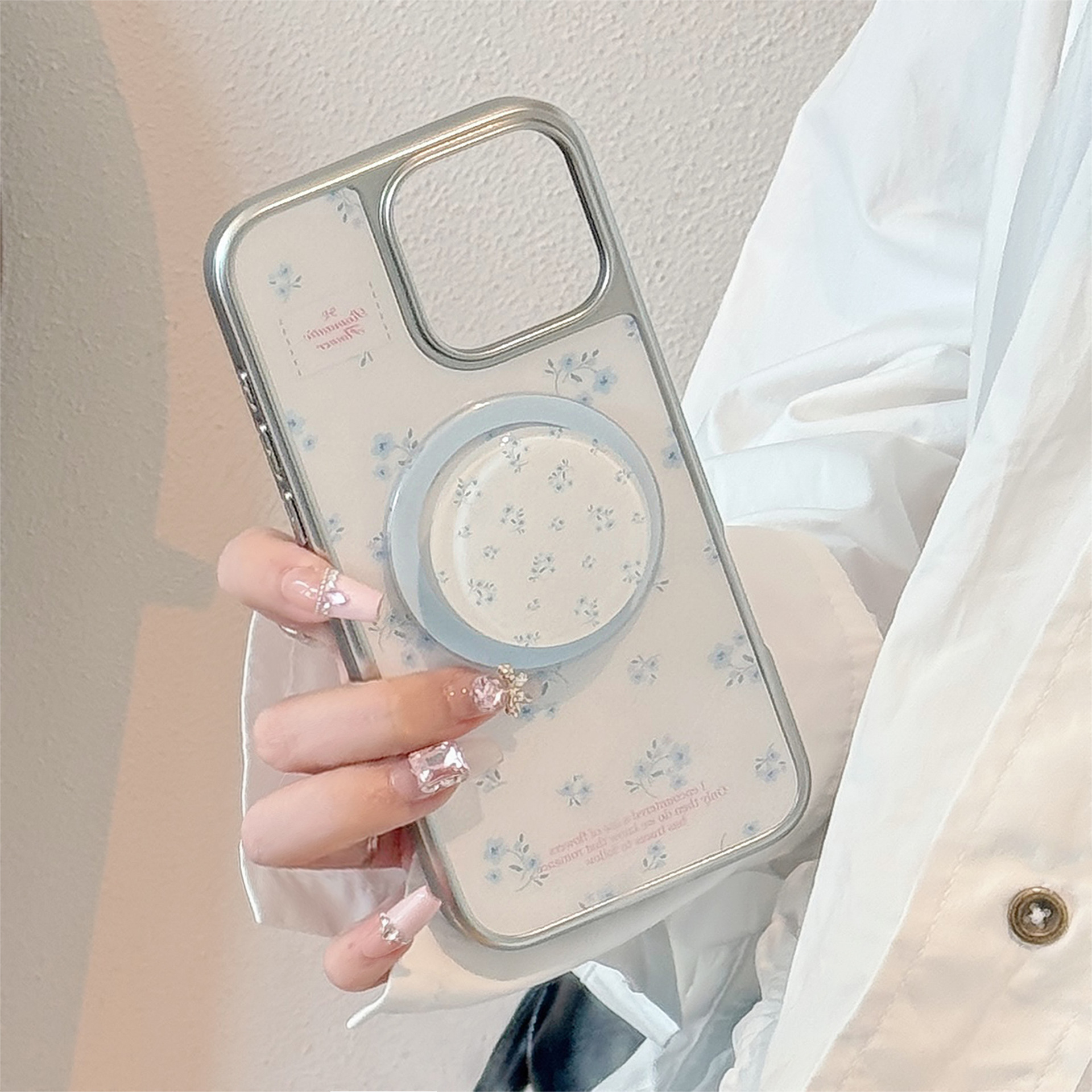 Korean Floral Silver Edge Plat – Phone Cases Girly recenzja i cena