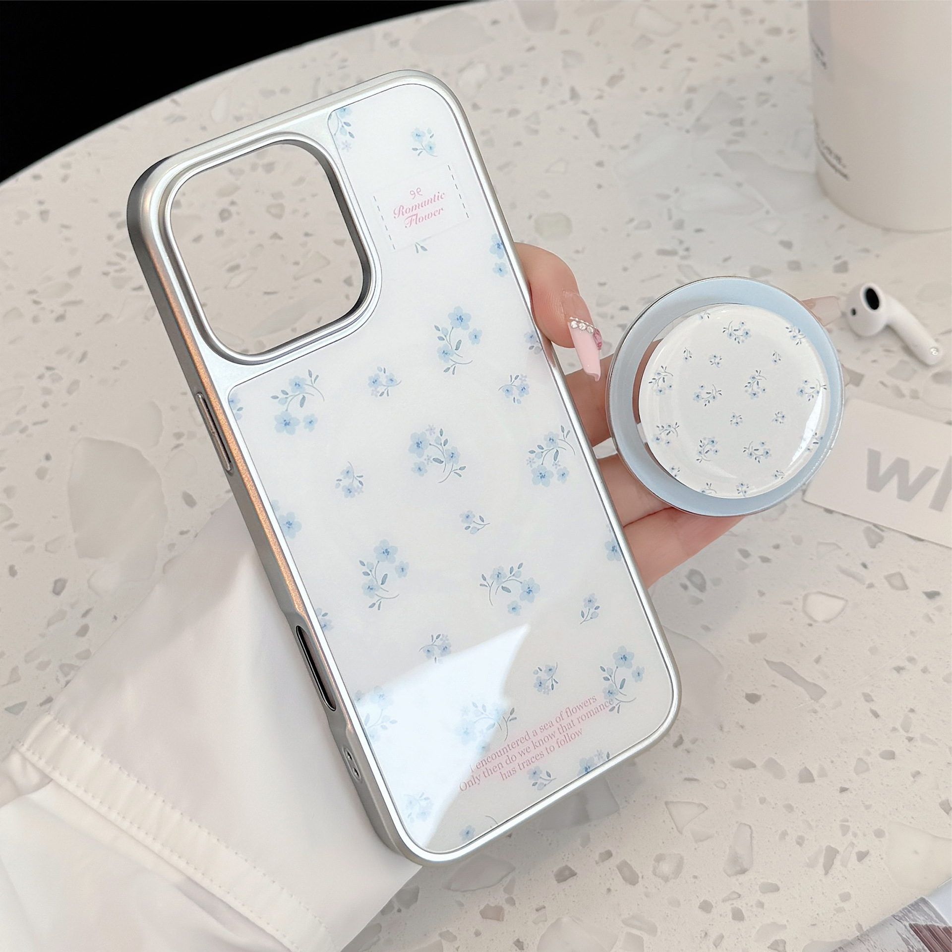 Korean Floral Silver Edge Plat – Phone Cases Girly recenzja i cena