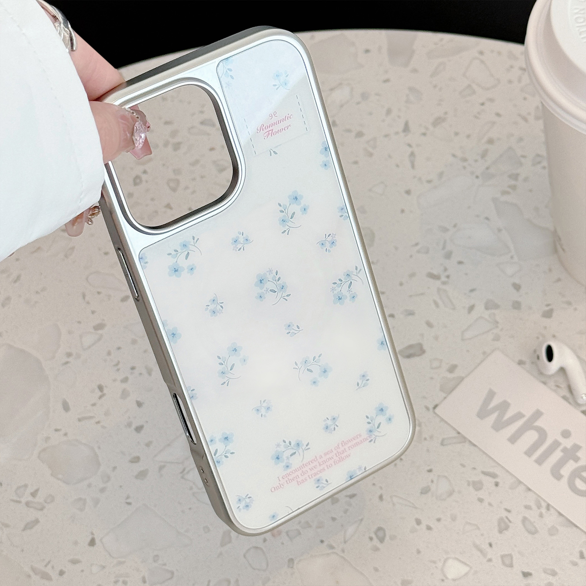 Korean Floral Silver Edge Plat – Phone Cases Girly recenzja i cena