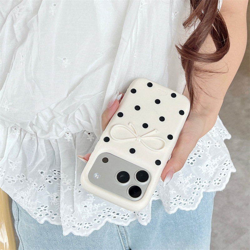 Korean 3D White Bowknot Black  – Phone Cases Black recenzja i cena