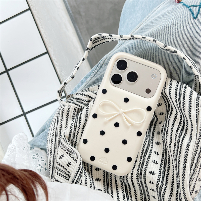 Korean 3D White Bowknot Black  – Phone Cases Black recenzja i cena