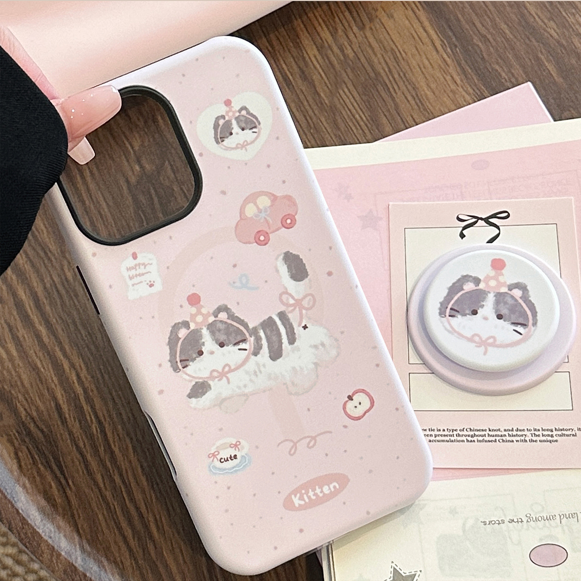 Korean Pink Cartoon Cat Magnet – Phone Cases Girly recenzja i cena