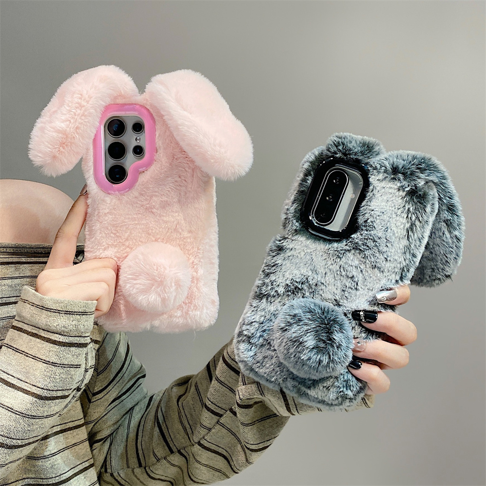 Cute Rabbit Ears Fluffy Stand  – Phone Cases Cute recenzja i cena
